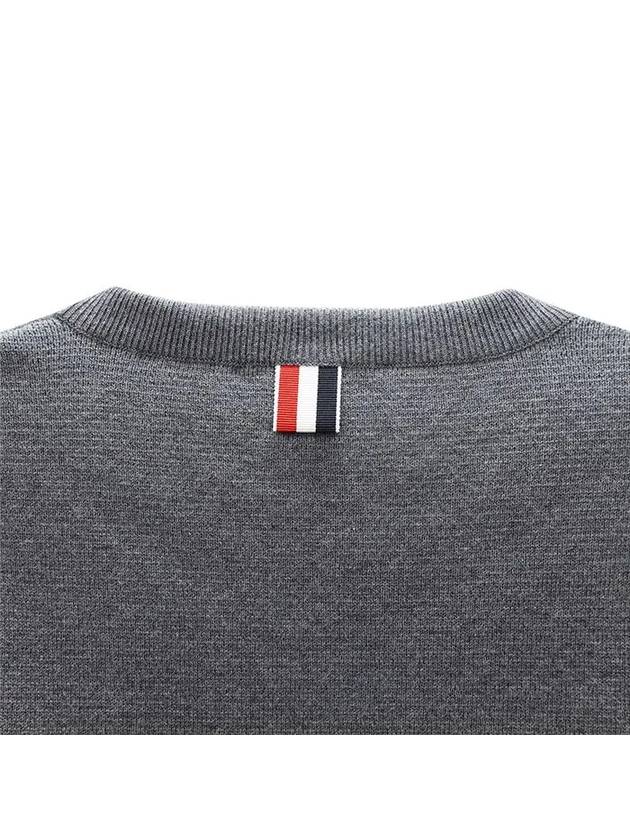 Milano Stitch Crewneck 4-Bar Cotton Crepe Knit Top Grey - THOM BROWNE - BALAAN 8