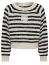 Crew Neck Marinière Mohair Knit Top Off White Navy - CELINE - BALAAN 2