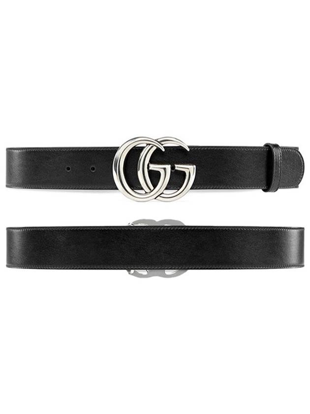 GG Marmont Wide Leather Belt Black - GUCCI - BALAAN 6