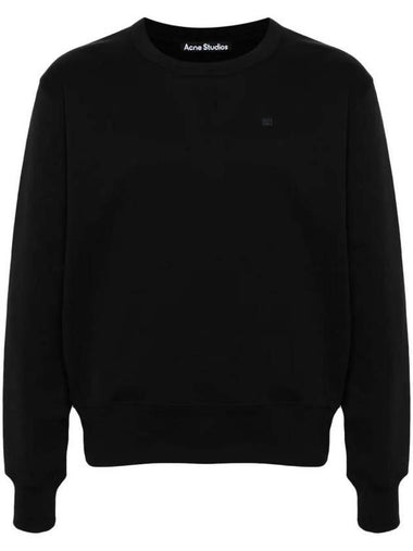 Face Logo Applique Cotton Sweatshirt Black - ACNE STUDIOS - BALAAN 1