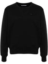 Face Logo Applique Cotton Sweatshirt Black - ACNE STUDIOS - BALAAN 1