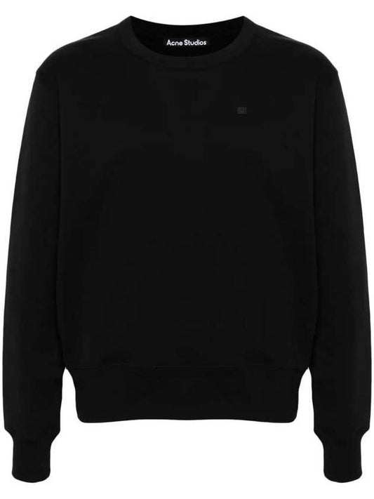 Face Logo Applique Cotton Sweatshirt Black - ACNE STUDIOS - BALAAN 1