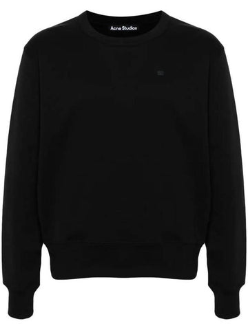 Face Logo Applique Cotton Sweatshirt Black - ACNE STUDIOS - BALAAN 1