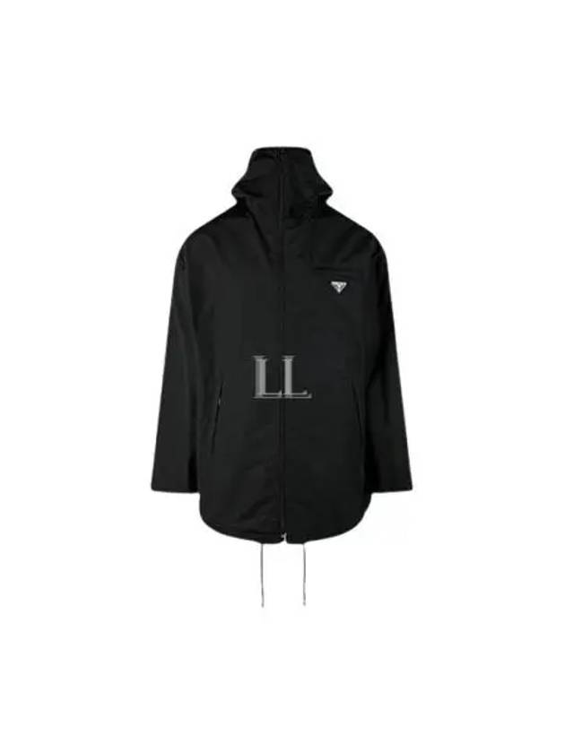 Technical Poplin Hooded Raincoat Black - PRADA - BALAAN 2