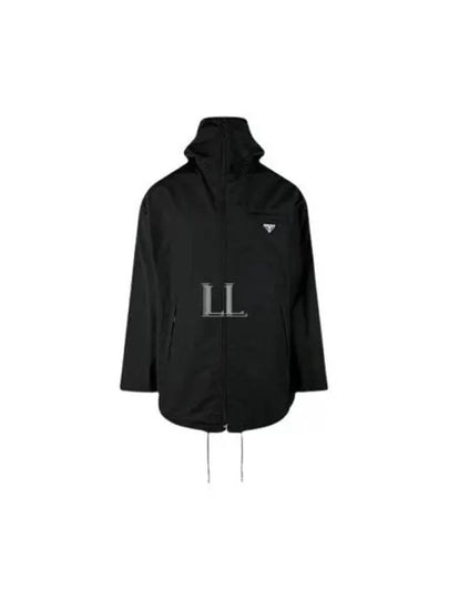 Technical Poplin Hooded Raincoat Black - PRADA - BALAAN 2