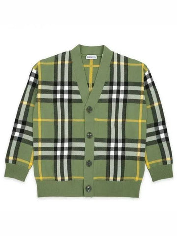 Kids Check Cardigan Khaki - BURBERRY - BALAAN 1