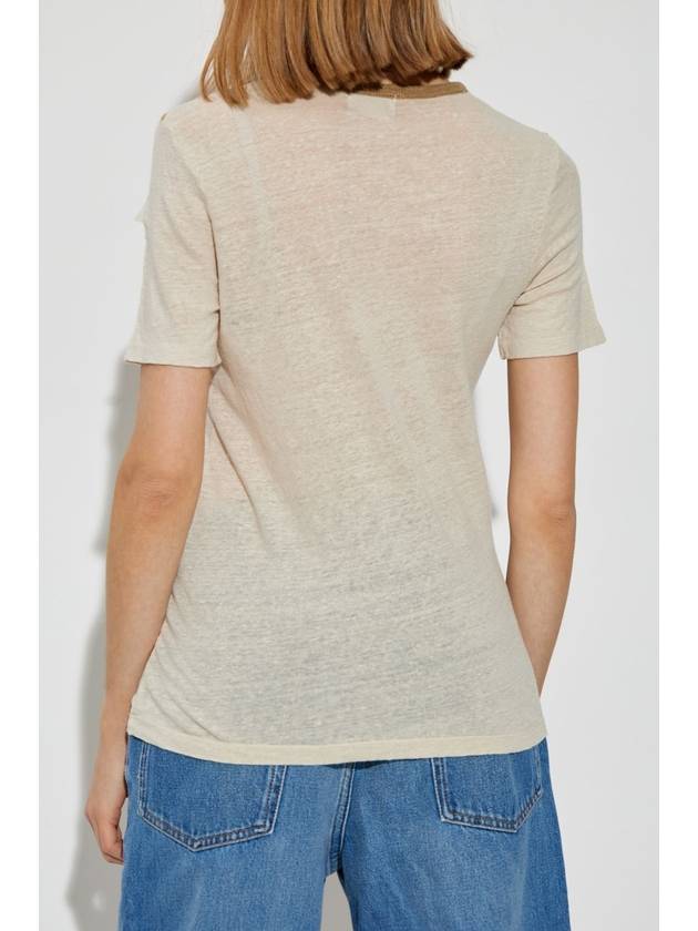 Marant Etoile Linen T-shirt Kiliann, Women's, Beige - ISABEL MARANT ETOILE - BALAAN 4