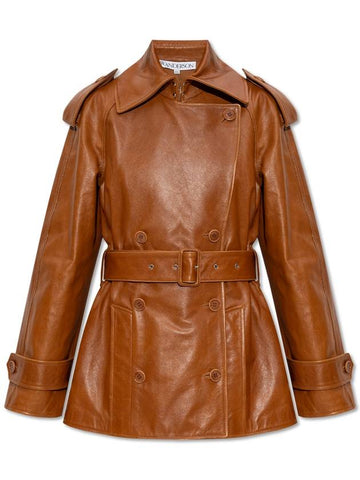 JW Anderson Leather Jacket, Women's, Brown - JW ANDERSON - BALAAN 1