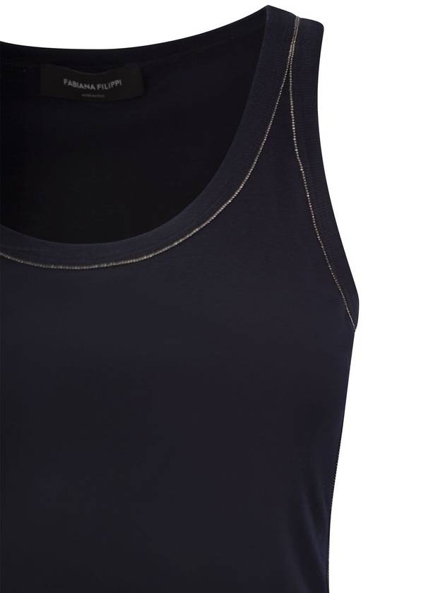 Ribbed Cotton Sleeveless Navy - FABIANA FILIPPI - BALAAN 5