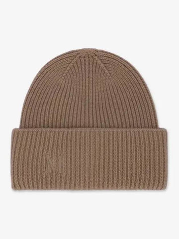 Retina Logo Embroidered Cashmere Beanie Camel - MAX MARA - BALAAN 1