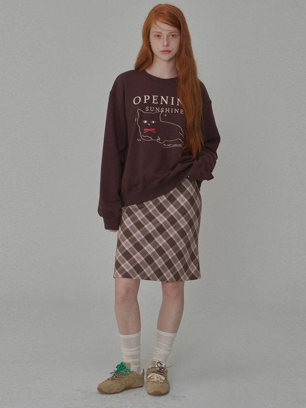 Oblique Check Patterned Medium Skirt Brown - OPENING SUNSHINE - BALAAN 2