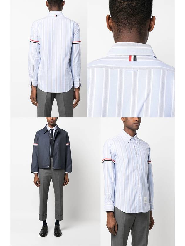 Stripe Oxford Armband Long Sleeve Shirt Light Blue - THOM BROWNE - BALAAN 4