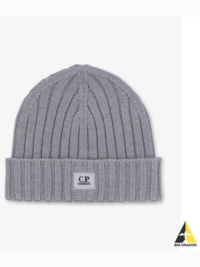 Extra Fine Merino Wool Logo Beanie Grey - CP COMPANY - BALAAN 2