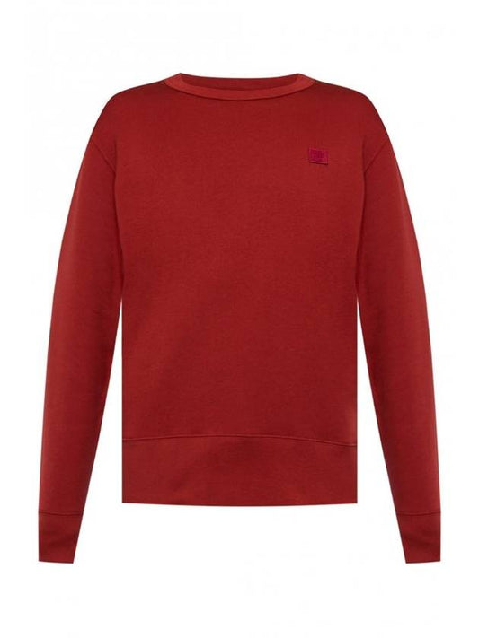 Fairview Face Patch Crew Neck Sweatshirt Red - ACNE STUDIOS - BALAAN 1