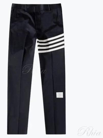 Diagonal Unconstructed Chino Straight Pants Navy - THOM BROWNE - BALAAN 2