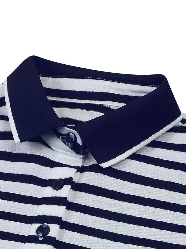 Poly Rayon Stripe Yoko Golf T-Shirt NAVY - WHITEBALL - BALAAN 9