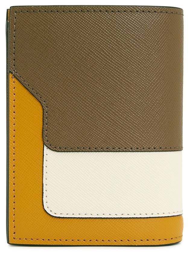 Logo Saffiano Leather Two-fold Halfwallet Yellow Brown - MARNI - BALAAN 3