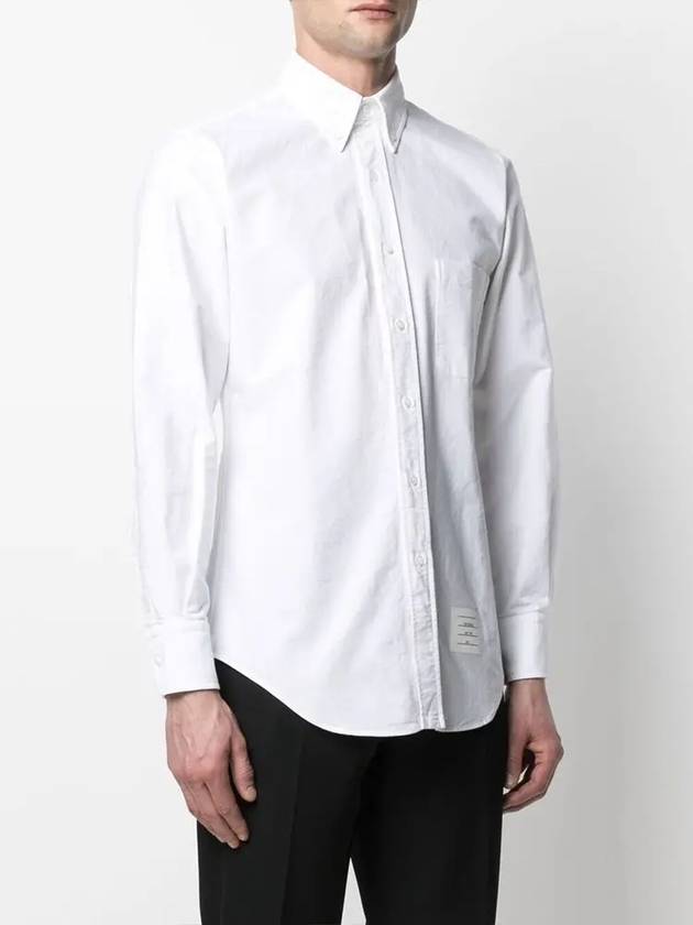 Oxford Grosgrain Placket Cotton Long Sleeve Shirt White - THOM BROWNE - BALAAN 5