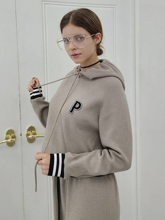 e hoodie knit P logo set gray beige - PRETONE - BALAAN 2