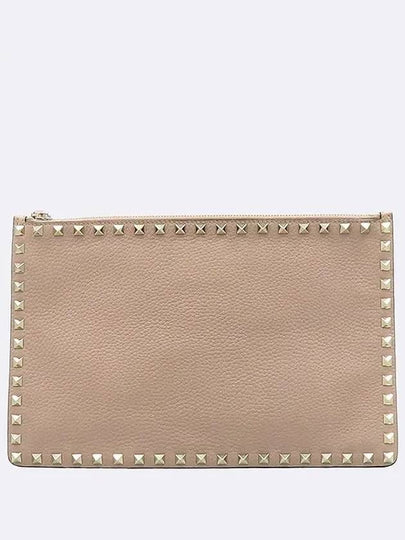 Indie pink leather Rockstud decorated clutch - VALENTINO - BALAAN 2