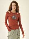 Women's 5 Robes and 2 Fish Layered Long Sleeve T-Shirt Red Brown - GOCORI - BALAAN 2