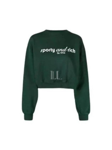 Logo Print Crop Sweatshirt Forest Green CLOW2371FO - SPORTY & RICH - BALAAN 1