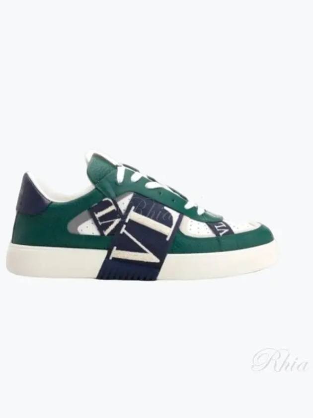 Men's VLTN Logo Low Top Sneakers Green - VALENTINO - BALAAN 2