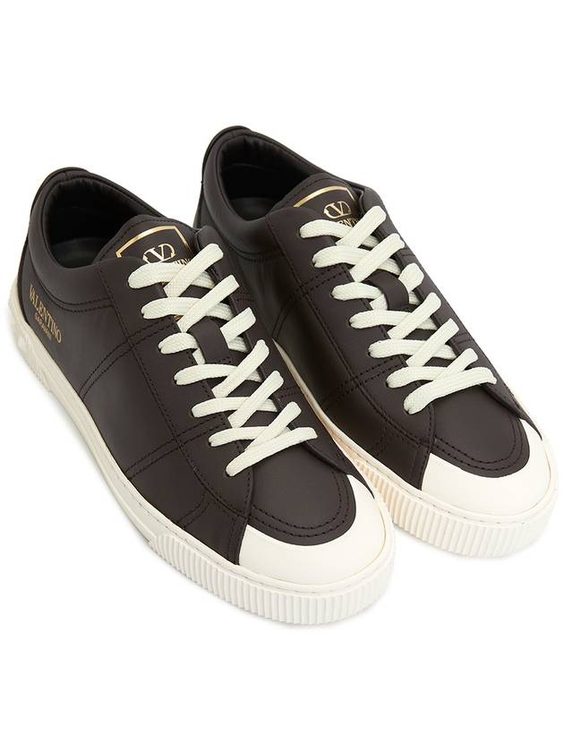 Men's Cityplanet Leather Low Top Sneakers Brown - VALENTINO - BALAAN 4