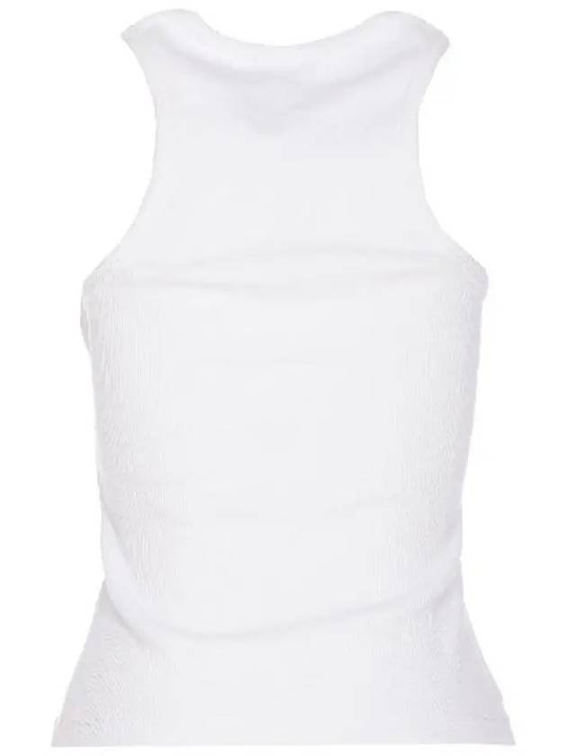 Graphic Rib Heart Tank Cotton Sleeveless White - GANNI - BALAAN 4