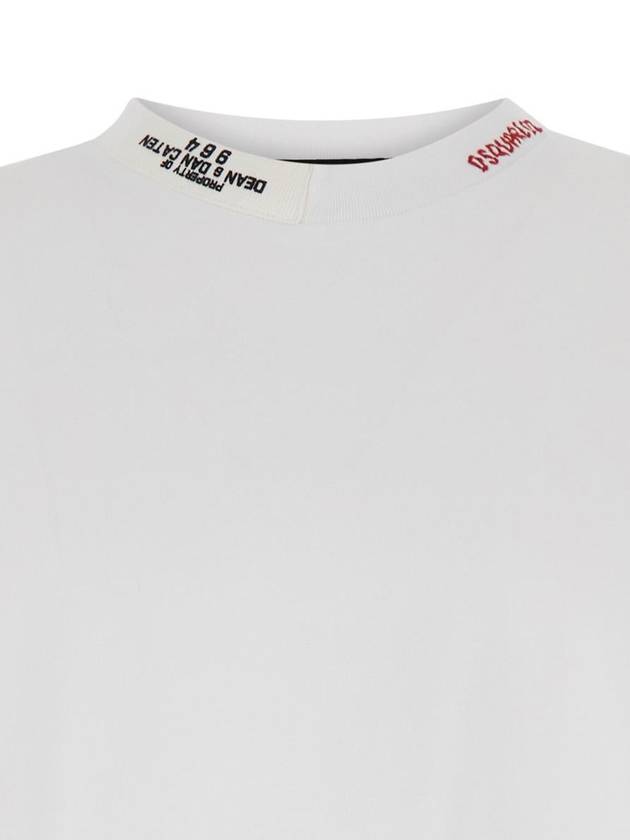 White T-Shirt With Logo Lettering In Cotton Man - DSQUARED2 - BALAAN 3