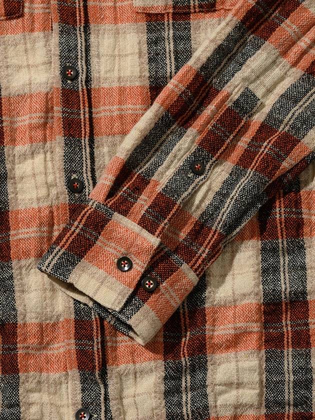 Wool Check Washed Shirt Orange - UJBECOMING - BALAAN 5