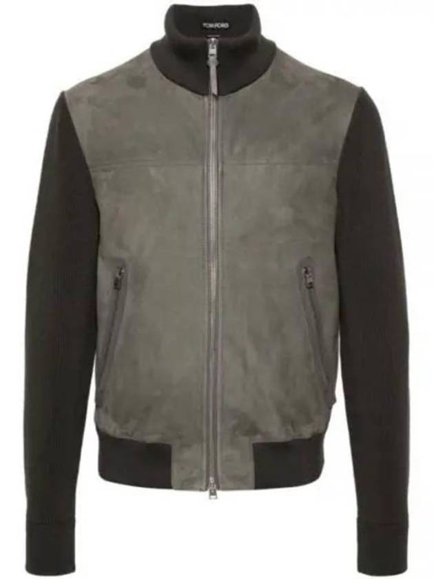 Suede Zip Up Jacket Grey - TOM FORD - BALAAN 1