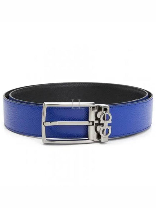 Gancini Reversible Adjustable Leather Belt Lapis Lazuli Black - SALVATORE FERRAGAMO - BALAAN 2