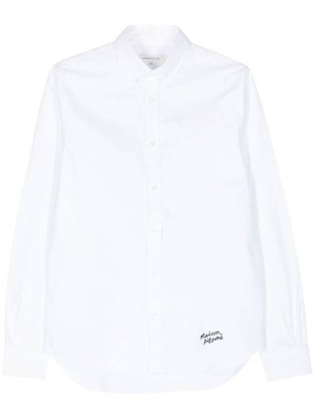 Embroidered Logo Long Sleeve Shirt White - MAISON KITSUNE - BALAAN 2