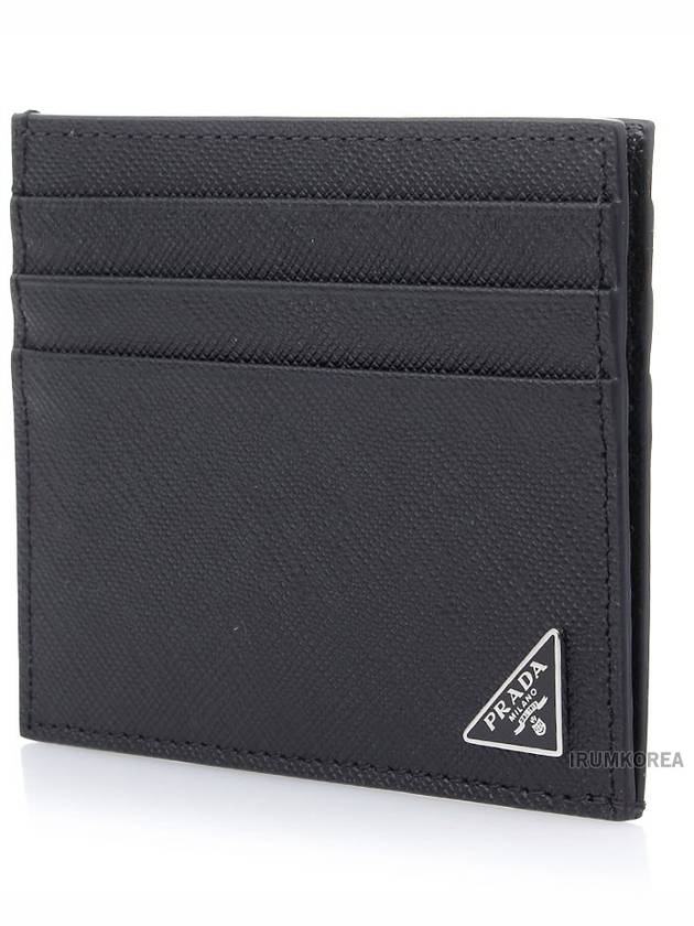 Triangle Logo Saffiano Card Wallet Black - PRADA - BALAAN 3