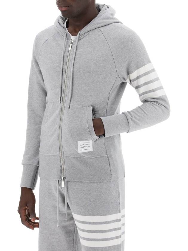 Engineered 4 Bar Diagonal Zip Up Hoodie Light Grey - THOM BROWNE - BALAAN 5