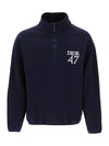 Stand Collar Regular Fit Sweatshirt Navy - DIOR - BALAAN 1