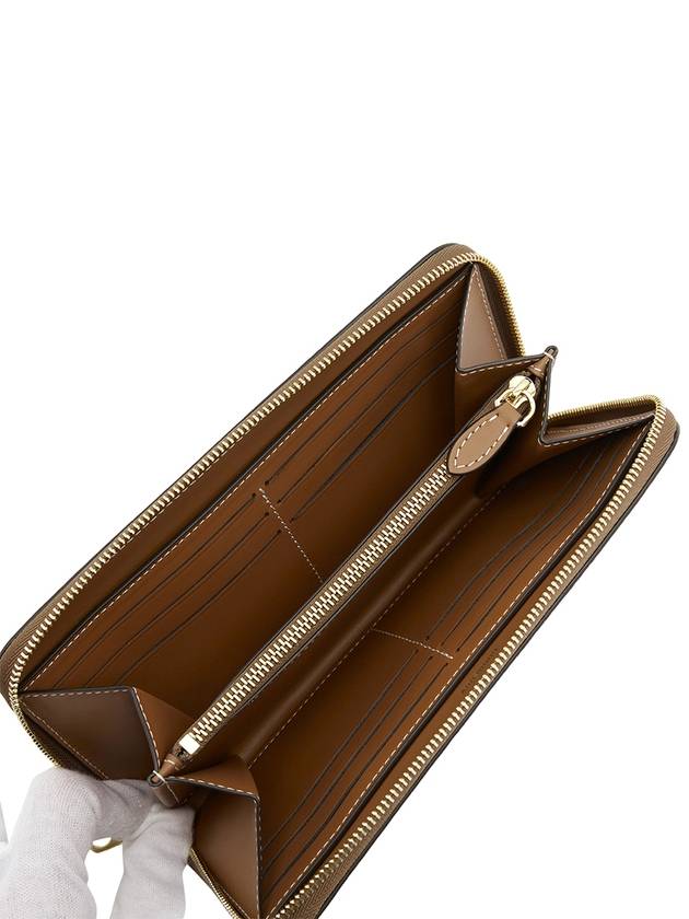 Check Leather Ziparound Long Wallet Beige - BURBERRY - BALAAN 5