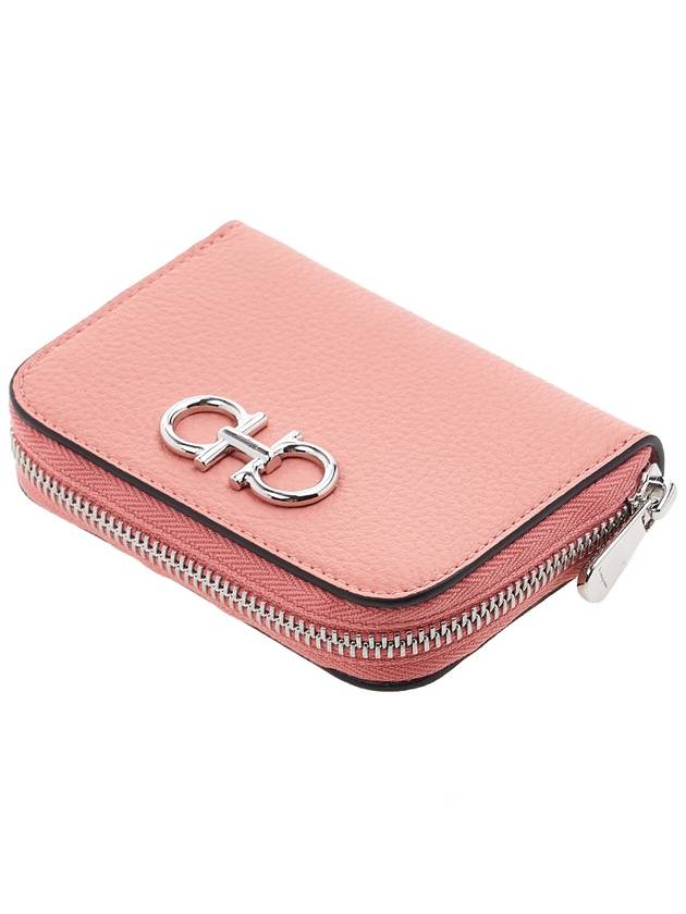 Women's Gancini Logo Zipper Card Wallet Pink - SALVATORE FERRAGAMO - BALAAN 5