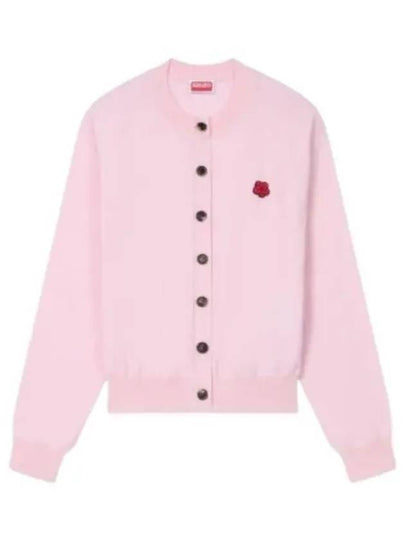 Boke Flower Embroidery Crew Neck Wool Cardigan Pink - KENZO - BALAAN 2