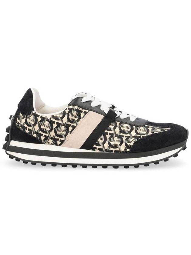 Gancini Monogram Low Top Sneakers Black Beige - SALVATORE FERRAGAMO - BALAAN 1