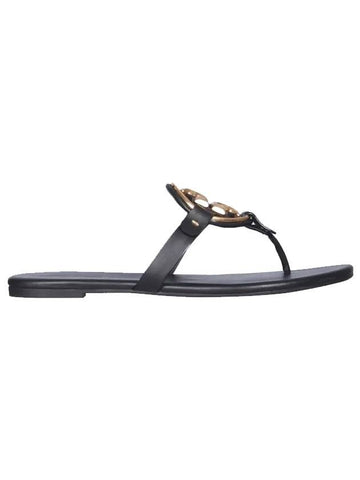 Women's Metal Miller Soft Flip Flops Black - TORY BURCH - BALAAN 1