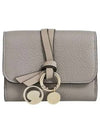 Alphabet Grain Leather Flap Small Half Wallet Grey - CHLOE - BALAAN 2