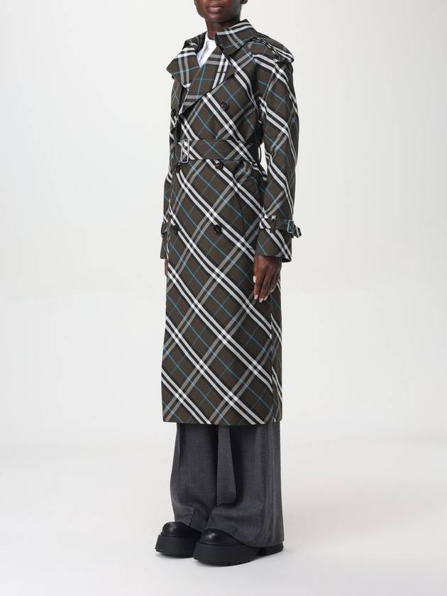 Check Long Cotton Blend Trench Coat Snug - BURBERRY - BALAAN 5