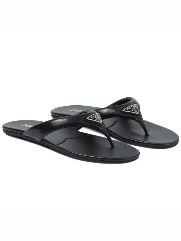 Triangle Logo Flip Flops Black - PRADA - BALAAN 2