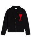 Big Heart Logo Wool Cardigan Black - AMI - BALAAN 2