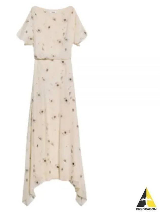 one piece DRESS WITH CAPE SLEEVES IN SILK GEORGETTE 2R77C653P 97IG silk cape sleeve dress - CELINE - BALAAN.