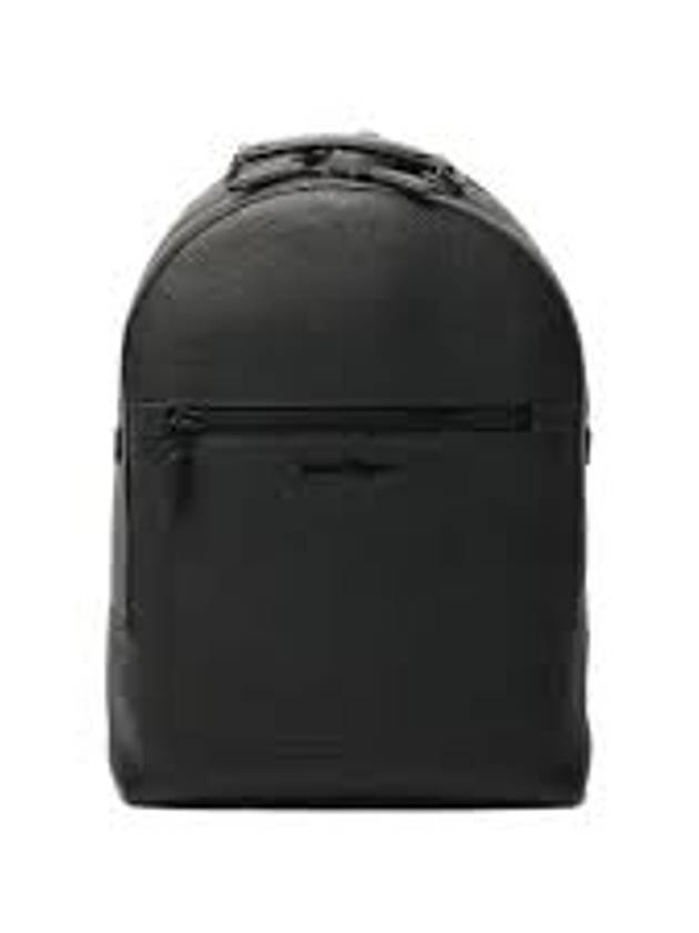 Men's Logo Patch Leather Backpack Black - SALVATORE FERRAGAMO - BALAAN 3