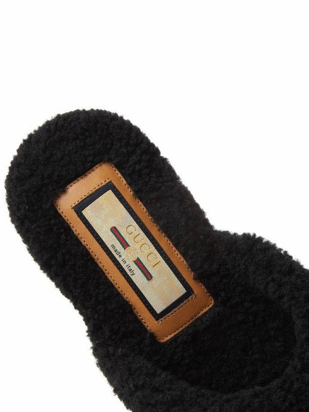 Interlocking G Wool Slide Slippers Black - GUCCI - BALAAN.