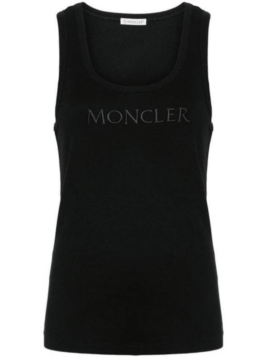 Women's Embroidered Logo Sleeveless Black - MONCLER - BALAAN 1